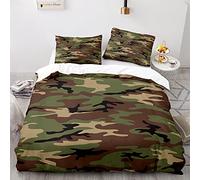 Juego De Funda De Edredón , 2/3 Piezas Funda Nórdica Cama 80/90/105/135/150 Camuflaje Ventilador Militar Estilo Vegetación Ocultos Textura de Camuflaje Juego de Cama (Color 1,Cama 80/90-140 x 210 cm)