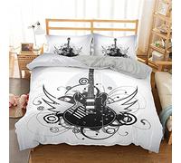 Juego De Funda De Edredón , 2/3 Piezas Funda Nórdica Cama 80/90/105/135/150 Guitarra Música de Rock Eléctrica Música Esqueleto Adolescentes Adultos Juego de Cama (Guitar 1,Cama 135/150 220x240cm)