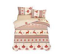 Juego De Funda De Edredón ,2/3 Piezas Funda Nórdica Cama 80/90/105/135/150 Navidad Copo de Nieve Patrón de árbol de Navidad Papá Noel Ciervo Animal Juego de Cama (gift 5,Cama 80/90-155 x 220 cm)