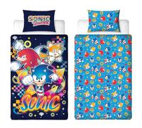 Juego de Funda de edredón con diseño de Sonic The Hedgehog para Cama Individual, Doble Cara, Reversible y con Funda de Almohada a Juego