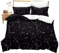 Juego de funda de edredón con estampado de galaxia 3D, individual, juego de cama decorativo, de microfibra de poliéster, con 2 fundas de almohada y funda de edredón con cremallera, 3 piezas
