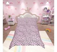 Juego de Funda de edredón con Estampado de Leopardo para niñas, para de Guepardo, Color Rosa, Negro, , Dormitorio, Elegante,de Animales Salvajes, Funda de edredón y Suave