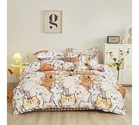Juego de Funda de edredón Gatos niñas,Individual,niños,de Gatito de Dibujos Animados,Juego de Funda de edredón Reversible niños,Mascotas,Gatos Perros, Cremallera