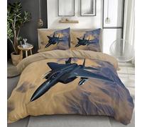Juego de funda de edredón tamaño King F 20 Fighter Jet In The Desert, juego de ropa de cama con impresión 3D, microfibra de poliéster cepillado suave, color beige cálido, reversible, transpirable