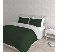 Juego de funda nórdica 100% algodón natural color, fabricado en Italia - Juego de funda nórdica de 250 x 200 cm con doble solapa y fundas de almohada, matrimonial, verde oliva/gris claro