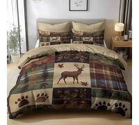 Juego de Funda Nórdica Cama 150 Patchwork Estilo Casa De Campo Rústica 220x240 cm Juego de 3 Piezas Ropa de Cama, Funda Edredon Suave Antialérgica Poliéster Algodón y Fundas de Almohada