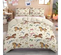 Juego de Funda Nordica Carrusel Juego de Cama 260x240cm y 2 Funda de Almohada 50x75 cm Ultra Suave Nordicas Edredon Chica con Cremallera Oculta, Crema