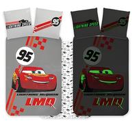 Juego de funda nórdica de 100 x 135 cm y funda de almohada de 40 x 60 cm, 100 % algodón. Juego de cama reversible McQueen, ideal para niños pequeños