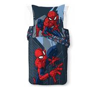 Juego de funda nórdica de Marvel Spiderman City Streets 100% algodón para niños, 135 x 200 cm, tamaño individual, funda nórdica y funda de almohada, 80 x 80 cm