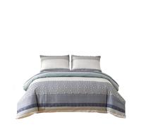 Juego de Funda Nórdica Estampada Azul y Gris Microfibra Suave, Transpirable y Lavable con Fundas de Almohada