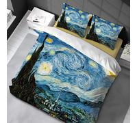 Juego de Funda nórdica Famosa de Van Gogh, Juego de Cama tamaño King/Queen para Dormitorio de niños, Funda de edredón con Estampado de Noche Estrellada, 90x200cm/40x80cmx2