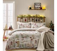 Juego de Funda nórdica Furn Joy To All: Ropa de Cama navideña Reversible con diseño de Ciudades y monumentos (Nieve/Bayas - King)