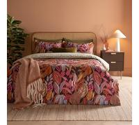Juego de Funda nórdica furn. Utopia - Juego de Cama Reversible de Mezcla de algodón con diseño geométrico de Hojas Tropicales (Resplandor de Cobre - Individual)