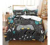 Juego de Funda nórdica Gamer Room Decor para niños, niños, Adolescentes, Videojuegos, Juego de Cama Doble, Gamepad Decor, Funda nórdica de 3 Piezas 155x220cm