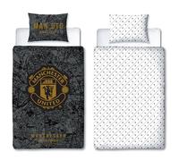 Juego de Funda nórdica Individual con Licencia Oficial del Manchester United FC, diseño de Mapa | Ropa de Cama de fútbol Reversible, con Dos Caras, Que Incluye una Funda de Almohada a Juego