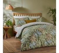 Juego de Funda nórdica Kentia de Edredón Day: Ropa de Cama Reversible con Estampado Tropical de Palmeras y geométrico (Verde Palmera - Cama Doble)