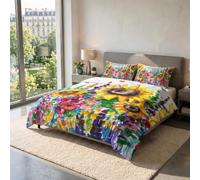 Juego de Funda nórdica matrimonial Sogni d'Autore 100% algodón, Made in Italy, 250 x 200 cm, con Doble Solapa de 50 cm + 2 Fundas de Almohada de 50 x 80 cm con Solapa Interior, impresión Digital