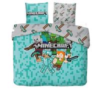 Juego de funda nórdica Minecarft de algodón para 2 personas, juego de cama Minecarft reversible de 240 x 220 cm, 2 fundas de almohada de 65 x 65 cm, 100% algodón (juego de cama doble Minecraft, 240 x
