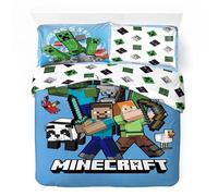 Juego de funda nórdica Minecraft de algodón para 2 personas, juego de cama reversible de 240 x 220 cm, 2 fundas de almohada de 65 x 65 cm, 100% algodón (juego de Minecraft)