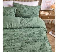 Juego de Funda nórdica Seville Leaf de Quilt Day: diseño de Hojas con mechones Suaves al Tacto y Acabado de fácil Cuidado (Verde - Cama Doble)