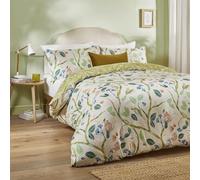 Juego de Funda nórdica Woodlow de Edredón Día del Edredón: Ropa de Cama Reversible con Estampado de Hojas, pájaros Tropicales Dibujados a Mano y diseño Floral (Multicolor/Verde Salvia - King)