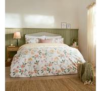 Juego de Funda nórdica Wylder Nature Betsie: Suave, Reversible, con Estampado Floral y Rayas (Amarillo - Cama Doble)