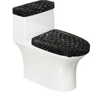 Juego de fundas de asiento de inodoro con estampado de piel de serpiente | Cubierta elástica para tapa de inodoro, lavable a máquina, se adapta a tapa de asiento de inodoro alargada en forma de U