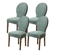 Juego de Fundas para sillas de Comedor con Respaldo Redondo, elásticas, de 2/4 Pulgadas, Estilo Vintage francés, para Cocina, Hotel, decoración del hogar(Pea Green, 4)