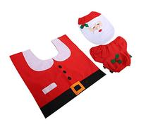 Juego de Fundas para Tapa de Inodoro Temática Navideña, Cubierta Asiento con Diseño de Papá Noel, Decoración Baño Hogar Navidad, Accesorios Divertidos y Acogedores para