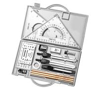 Juego de geometría, kit de geometría,Conjunto de herramientas de precisión de 16x | Redacción de herramientas con de almacenamiento, suministros de dibujo para ingenieros arquitectos