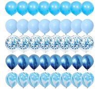 Juego de Globos azules de 40 piezas, Globos de confeti de látex de Metal, Globos para boda, Día de San Valentín, decoraciones para fiesta de cumpleaños y Baby Shower 40PcsMNA