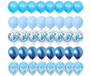 Juego de Globos azules de 40 piezas, Globos de confeti de látex de Metal, Globos para boda, Día de San Valentín, decoraciones para fiesta de cumpleaños y Baby Shower 40PcsMNA