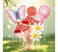 Juego de globos de fiesta de bosque de cuento de hadas, globos de hadas de mariposa y hongos para primer cumpleaños, fiesta del país de las maravillas, baby shower y decoración de fiesta en el jardín