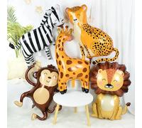 Juego de globos de papel de aluminio para fiesta de cumpleaños, Baby Shower, decoración de fiesta de caza en la jungla con temática de animales, 6 piezas 6 Pieces