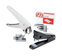 Juego de grapadora SAX, grapadora Frog 400, 1000 unidades de grapas galvanizadas 24/6, extractor de grapas universal, metal duradero y robusto