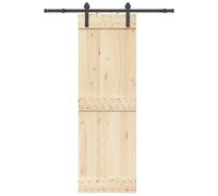 Juego de herrajes para puerta corredera, 152 cm, acero negro con guía de | Acero recubierto de polvo, rodamiento deslizante silencioso, tope de puerta, junta de goma, guía de suelo, puerta no incluida