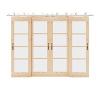 Juego de herrajes para puerta corredera de acero inoxidable, 366 cm, para | Rodamiento de bolas para deslizamiento silencioso, incluye tope de puerta, acero inoxidable, para armarios y despensas