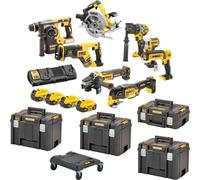 Juego de herramientas a batería DeWalt DCK 853 P4T 18 V DCD 996 + DCF 887 + DCH 273 + DCG 405 + DCS 367 + DCS 356 + DCS 565 + DCL 050 + 4 baterías de 5,0 Ah + cargador + 4x T STAK + carrito