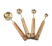 Juego de herramientas de acero inoxidable con asas de madera, juego de | Escalas profundamente grabadas, nunca se desvanecen, medición precisa, 1,25 ml a 250 ml, ingredientes secos y líquidos