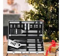 Juego de herramientas de acero inoxidable para barbacoa, con bandejas para asar. Set de herramientas de alta calidad para barbacoa, ideal para hombres y mujeres. Un regalo perfecto para el Día del Pad