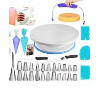 Juego de herramientas de repostería, 64 piezas de tocadiscos para pasteles, bolsas de glaseado lavables, suministros de decoración de horneado para principiantes, cupcakes caseros, pasteles, postres