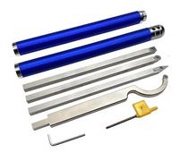 Juego de herramientas de torneado de torno de madera con punta de carburo con acabado más rugoso, mango de aleación de aluminio intercambiable e inserciones redondas de diamante