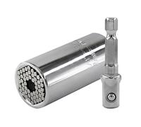 Juego de herramientas de tornillo de taladro manual eléctrico, varilla de extensión de llave multiusos, enchufe mágico multifuncional de 7 a 19mm 5pc silvery set