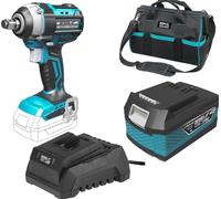 Juego de herramientas eléctricas de 18V, DEDRA SAS+ALL DED7020. Incluye: llave de impacto de 280 Nm, con conexión de 1/2", motor sin escobillas, batería de 4.0Ah, cargador y estuche de transporte de 1
