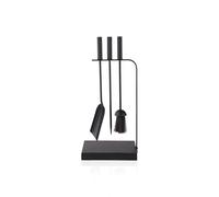 Juego de Herramientas para Chimenea Relaxdays, Set de 4 Piezas, atizador, Pala, escobilla y Soporte, Moderno, Negro