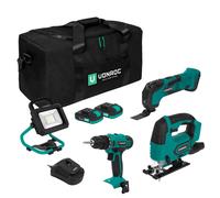 Juego de herramientas VPower 20V - 2.0Ah | Incl. 2 baterías, cargador y bolsa de herramientas de alta resistencia