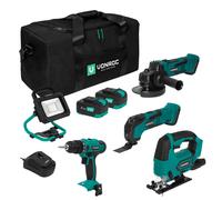Juego de herramientas VPower 20V - 4.0Ah | Incl. 2 baterías, cargador y bolsa de herramientas de alta resistencia
