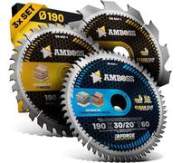 Juego de hojas de sierra circular manual Amboss de 190 mm, compatible con Bosch GKS 190, Bosch PKS 66 A, Metabo KS66 y Makita 5705R