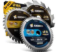 Juego de hojas de sierra circular manual de batería Amboss Ø165, compatibles con Bosch GKS 18v-57g, Bosch GKT 55 GCE y Makita SP6000