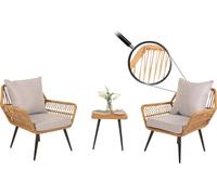 Juego de jardín de polirratán HWC-N34, juego para balcón, juego de jardín, grupo de asientos, silla, mesa auxiliar gris claro